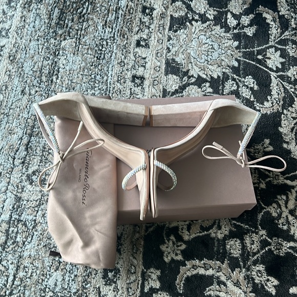 Gianvito Rossi sz 39 (9) Camoscio Oil Rosa heeled front tie sandals w/ sparkles - Picture 4 of 7